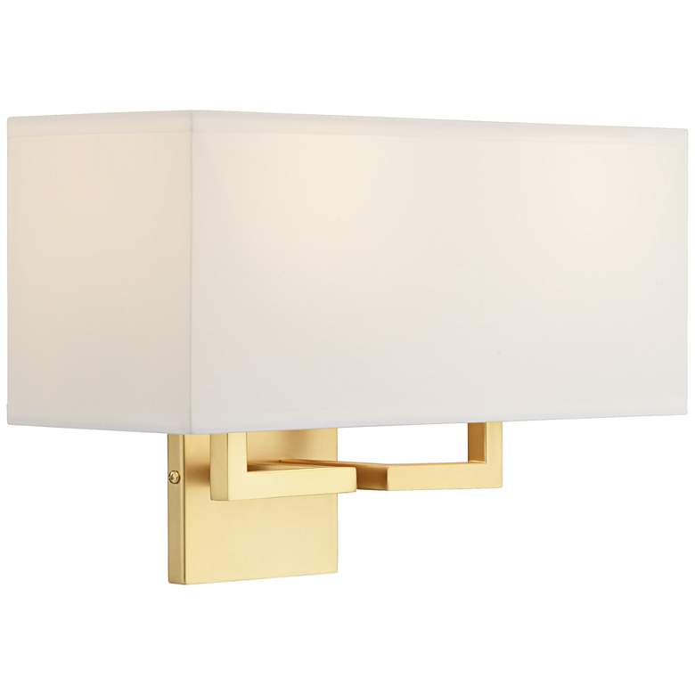 Image 2 George Kovacs Rectangle 11" High Fabric Shade Modern Gold Wall Sconce
