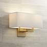 1_George Kovacs Rectangle 11" High Fabric Shade Modern Gold Wall Sconce