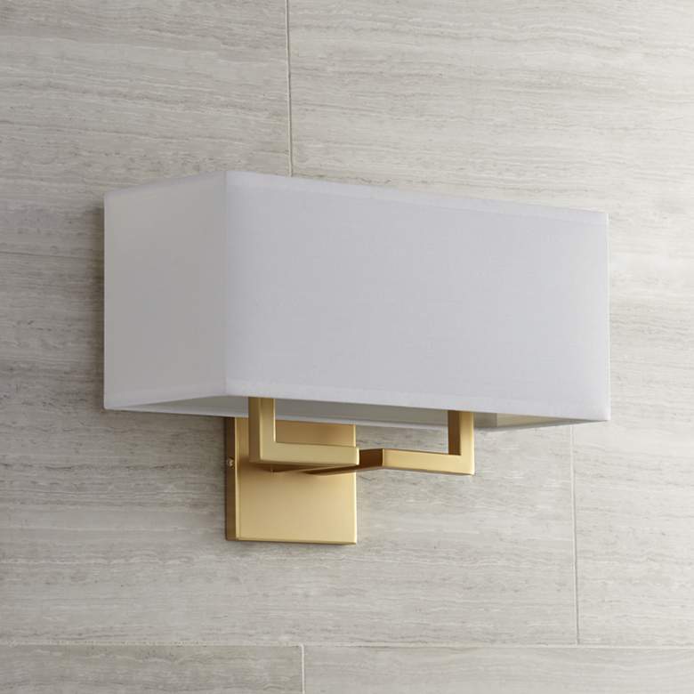 Image 6 George Kovacs Rectangle 11" High Fabric Shade Modern Gold Wall Sconce more views