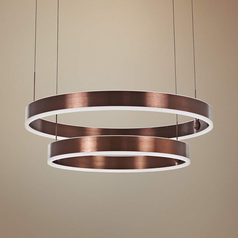 Image 1 George Kovacs Rendezvous 31 1/2"W Satin Bronze LED Pendant