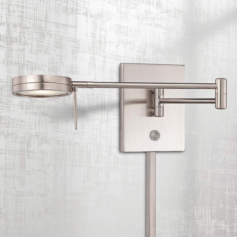 George Kovacs Round Head LED Nickel Modern Plug-In Swing Arm Wall Lamp