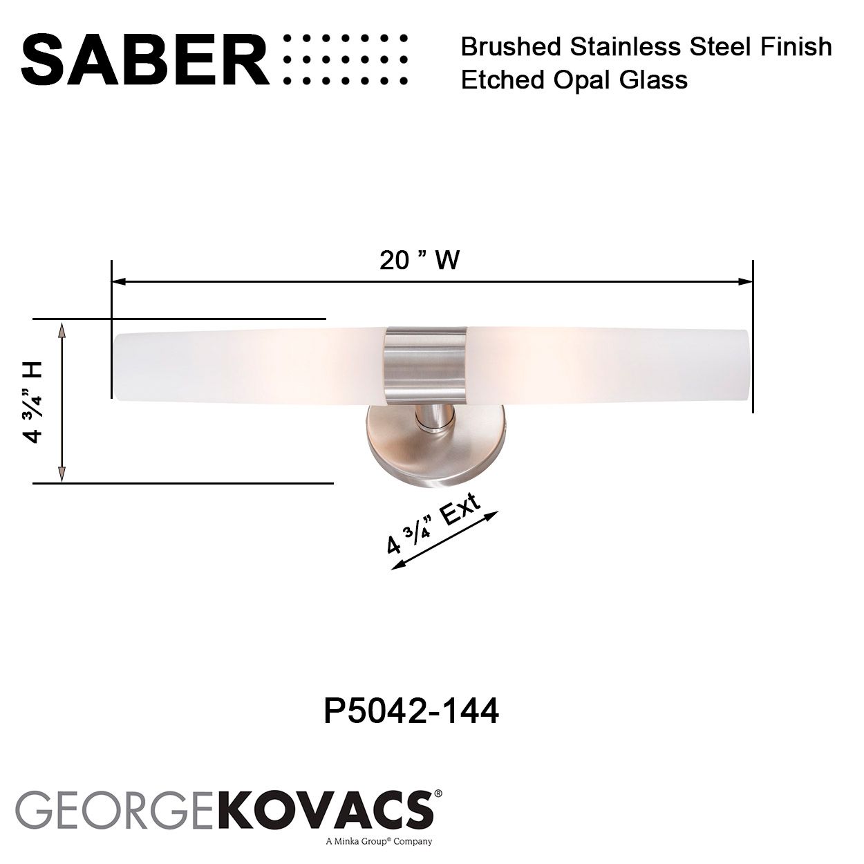 Image 4 George Kovacs Saber 2-Light Brushed Stainless Steel Vanity Light more views