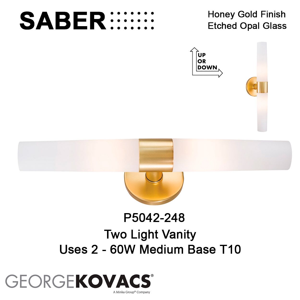 Image 7 George Kovacs Saber 2-Light Honey Gold Bath more views