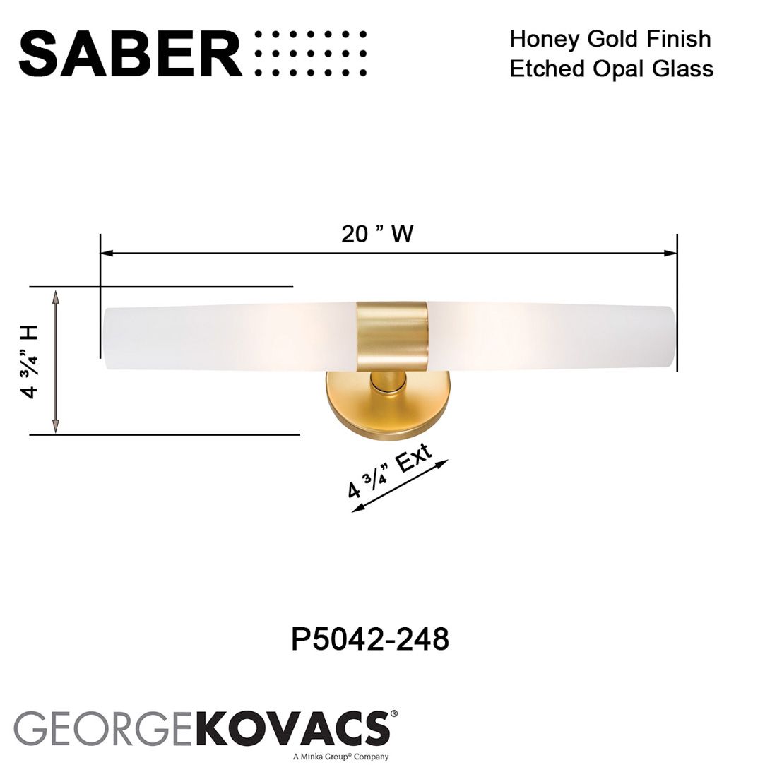 George Kovacs Saber 2-Light Honey Gold Bath