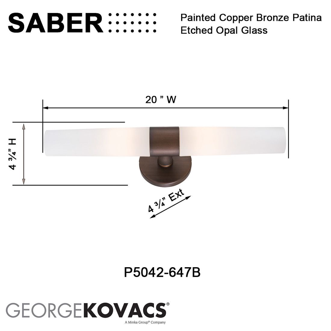 Image 7 George Kovacs Saber 2-Light Painted Copper Bronze Vanity Light more views