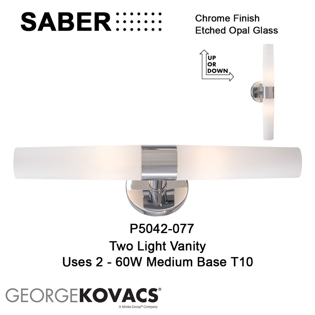 Image 5 George Kovacs Saber Chrome 2-Light Bath more views