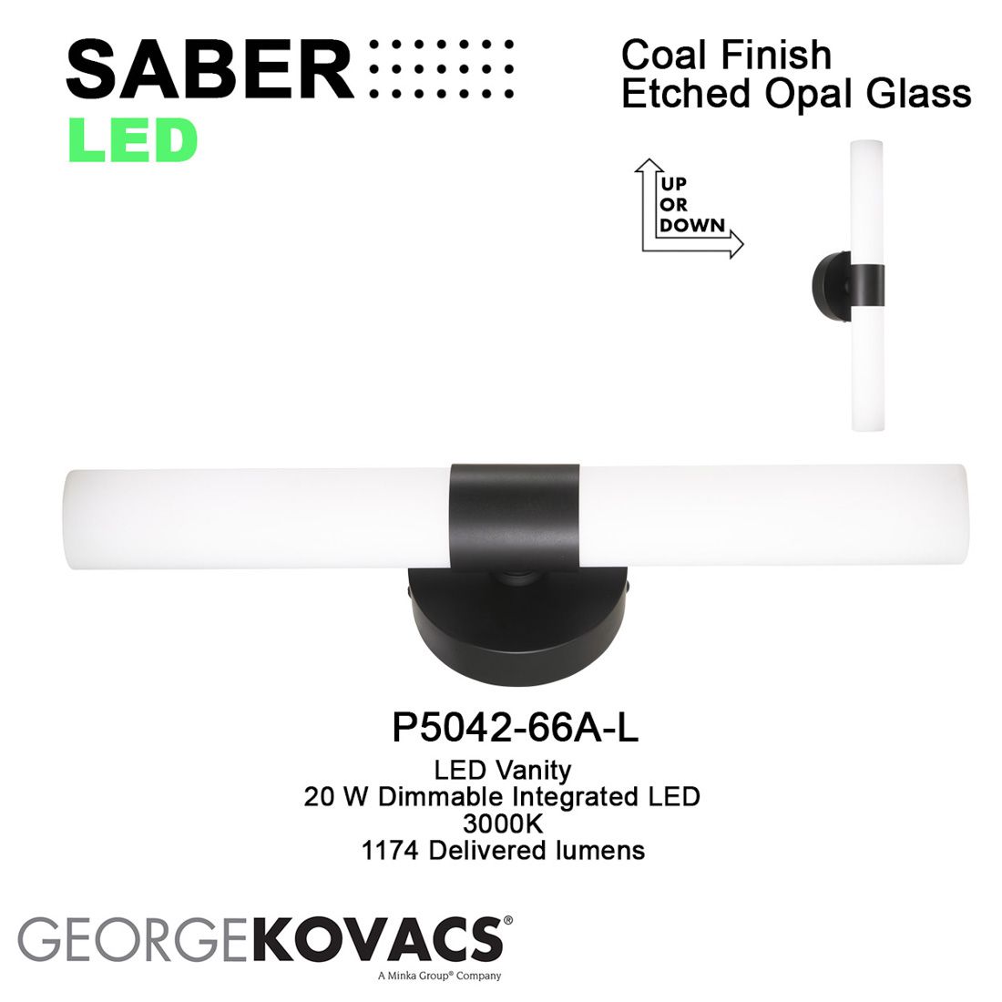 George Kovacs SABER II - 1 LIGHT LED Black WALL SCONCE