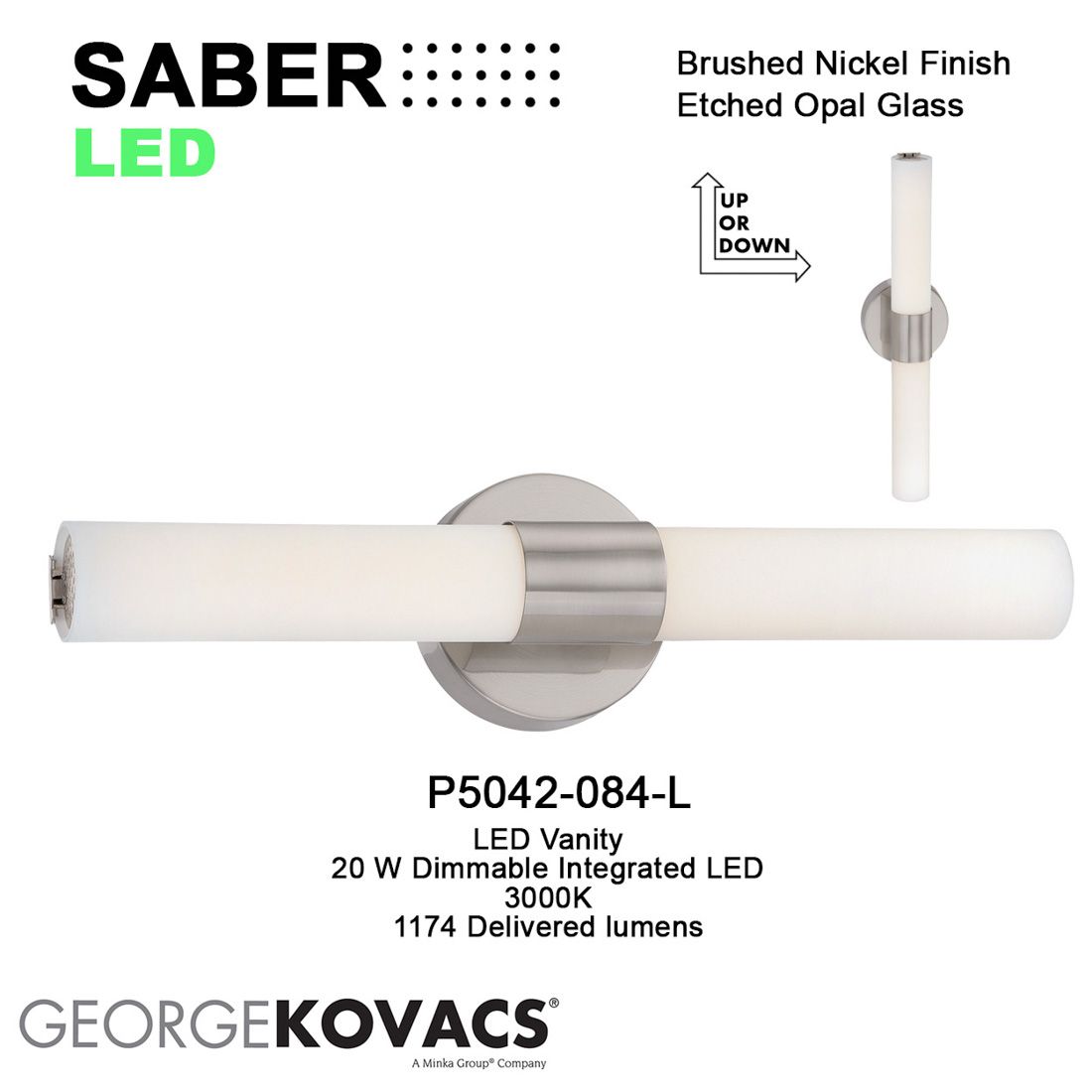 Image 6 George Kovacs Saber II LED Brushed Nickel Bath more views