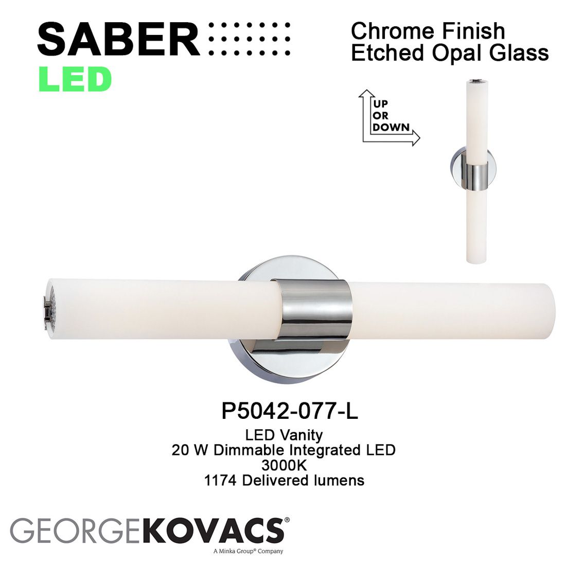 George Kovacs Saber II LED Chrome Bath