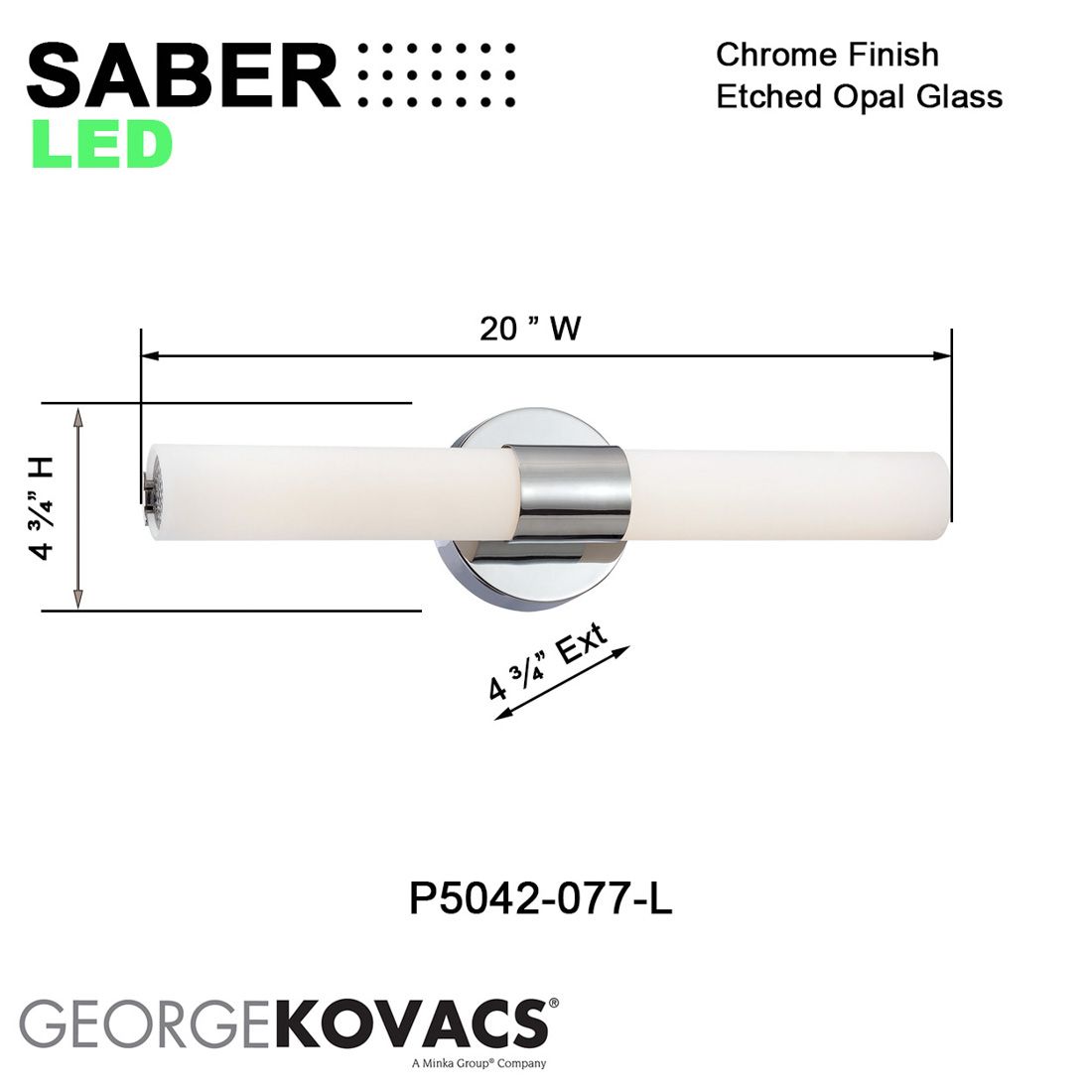 George Kovacs Saber II LED Chrome Bath