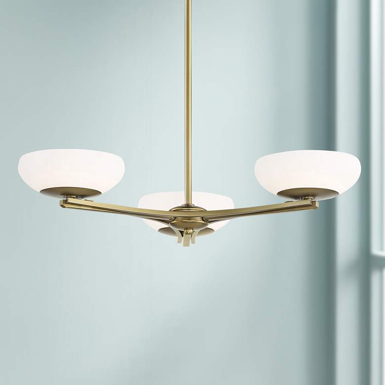 Image 1 George Kovacs Scale 24" Wide Soft Brass Modern 3-Light LED Chandelier