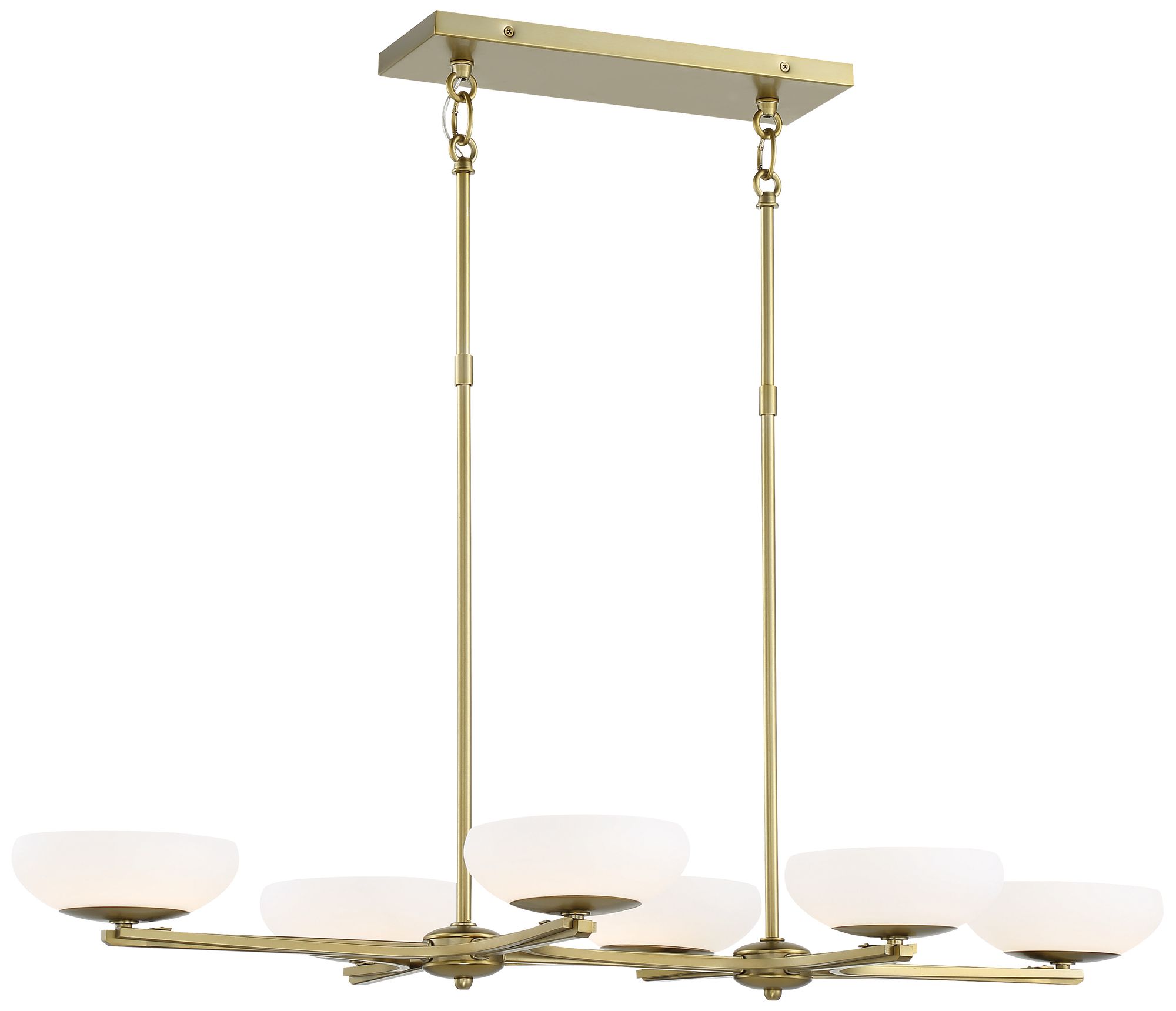George Kovacs Scale LED Soft Brass Linear Chandelier with Glass Shades