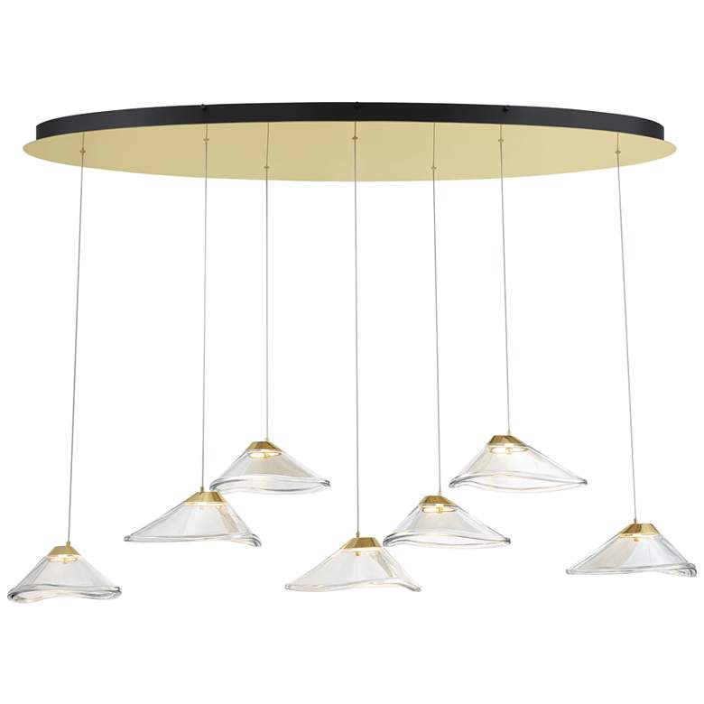 Image 1 George Kovacs Sneer 55.3" Modern 7-Light LED Coal and Sun Gold Pendant