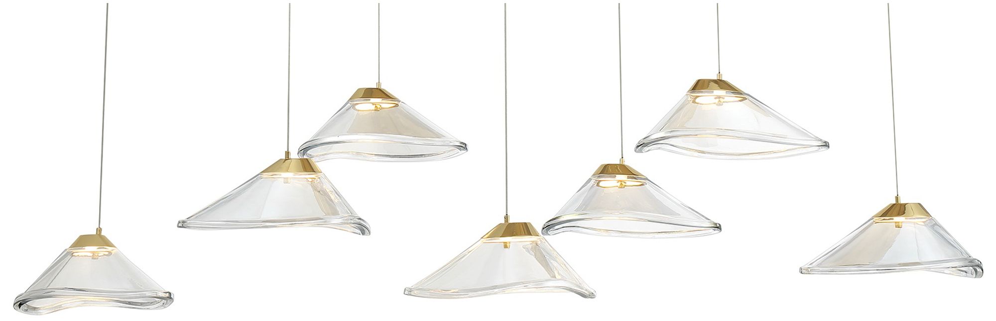 Image 4 George Kovacs Sneer 55.3" Modern 7-Light LED Coal and Sun Gold Pendant more views