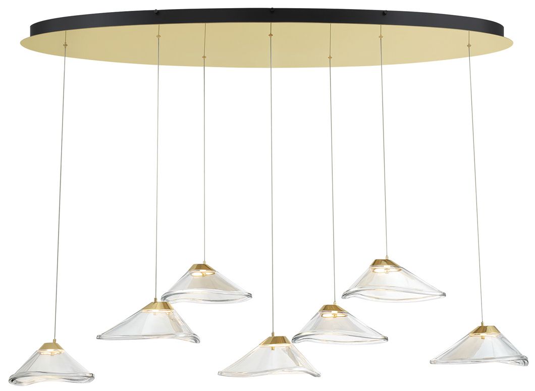 Image 6 George Kovacs Sneer 55.3" Modern 7-Light LED Coal and Sun Gold Pendant more views