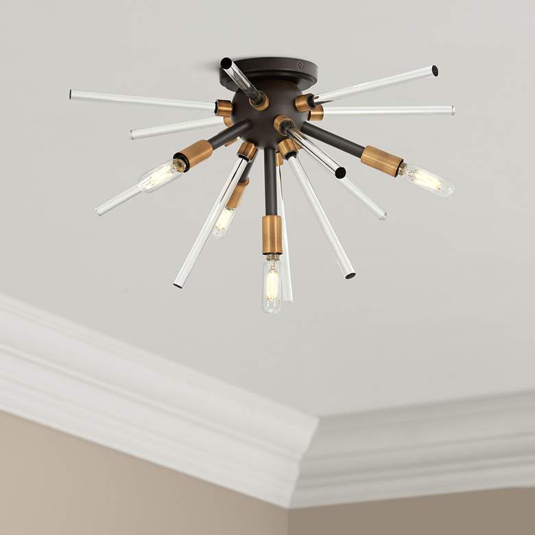 Image 1 George Kovacs Spiked 20" Wide Bronze 4-Light Ceiling Light