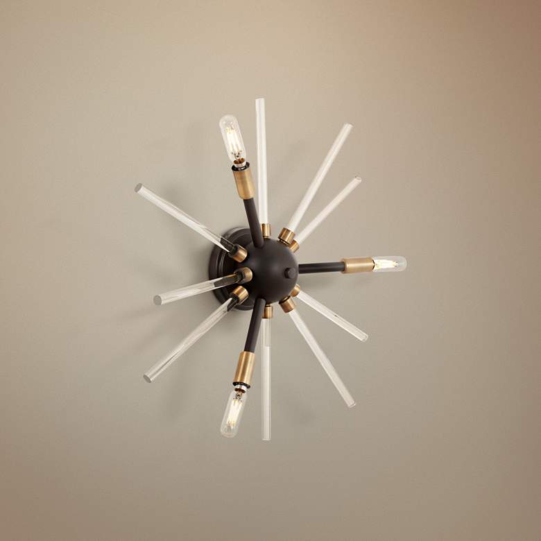 Image 1 George Kovacs Spiked 20 inchH Painted Bronze 3-Light Wall Sconce