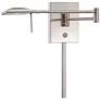 George Kovacs Square Head Nickel LED Modern Plug-In Swing Arm Wall Lamp