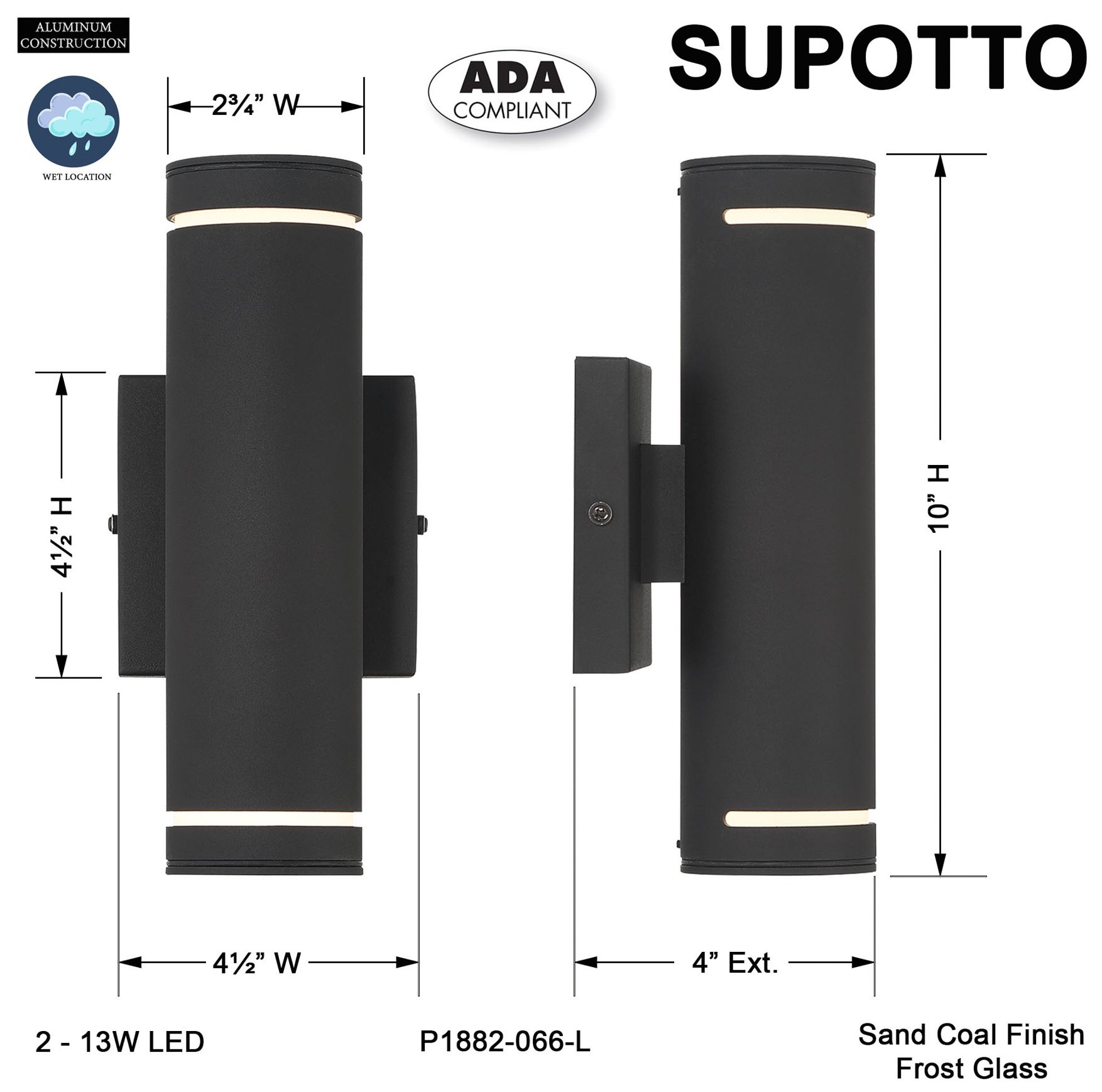 George Kovacs Supotto LED Sand Black Outdoor Wall Sconce