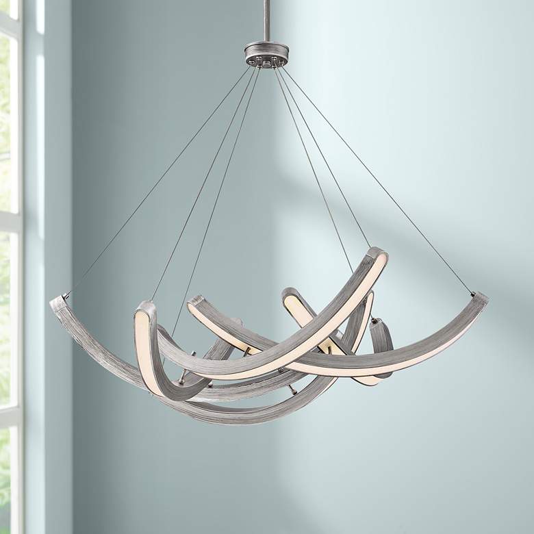 Image 1 George Kovacs Swing Time 30" Wide Brushed Silver LED Chandelier
