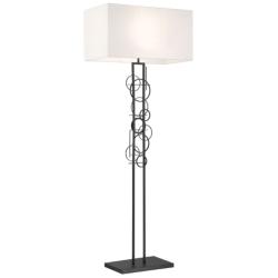 George Kovacs Tempo 2-Light Black Floor Lamp with White Linen Shade