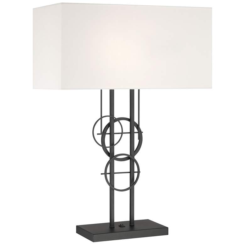 Image 1 George Kovacs Tempo 2-Light Black Table Lamp with White Fabric Shade