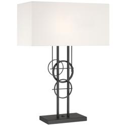 George Kovacs Tempo 2-Light Black Table Lamp with White Fabric Shade