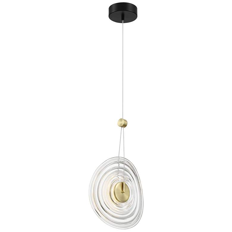 Image 1 George Kovacs Topknot LED Black and Brushed Gold Pan Pendant