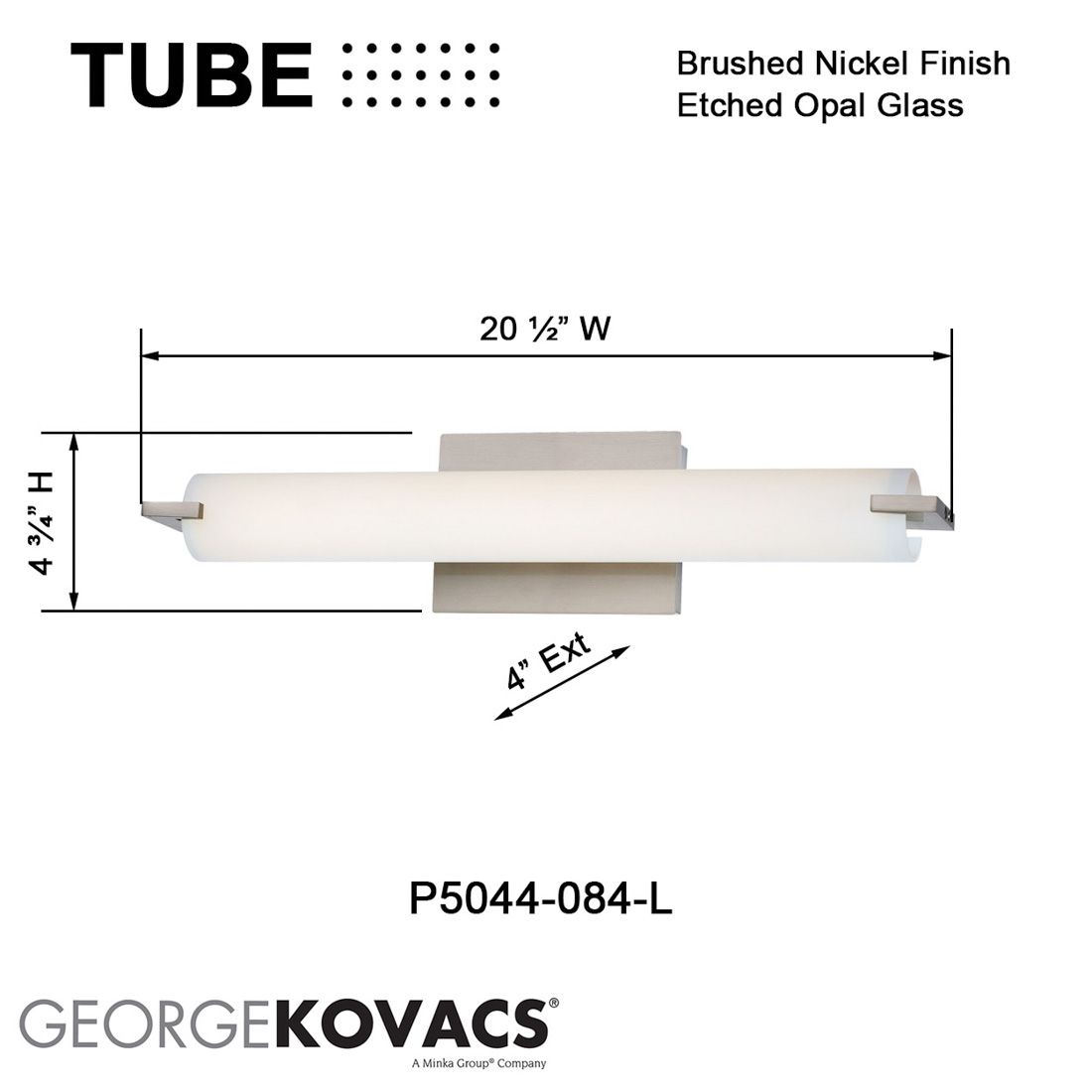 George Kovacs Tube 1-Light LED Brushed Nickel Bath in scene