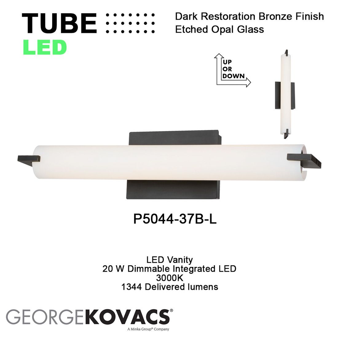 Image 5 George Kovacs Tube 1-Light LED Dark Restoration Bronze Bath more views