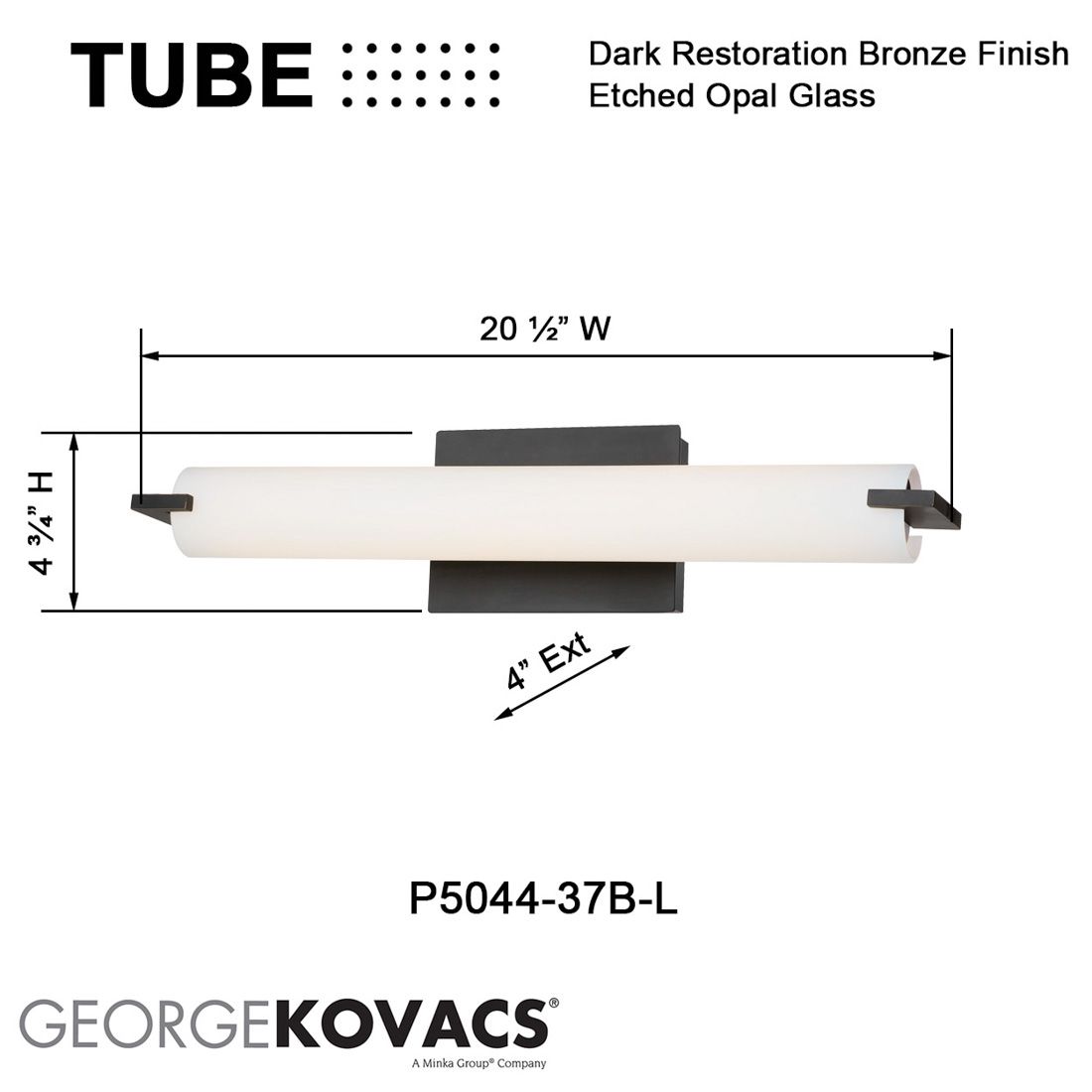 Image 6 George Kovacs Tube 1-Light LED Dark Restoration Bronze Bath more views