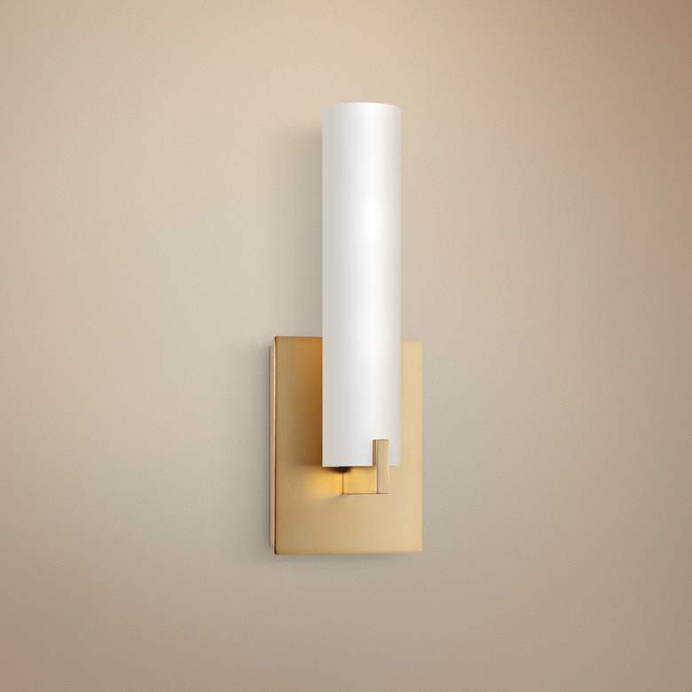 George Kovacs Tube 13 1/4&quot; High Honey Gold LED Wall Sconce