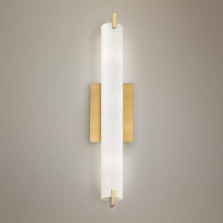 Image 1 George Kovacs Tube 20 1/2 inch High Honey Gold LED Wall Sconce