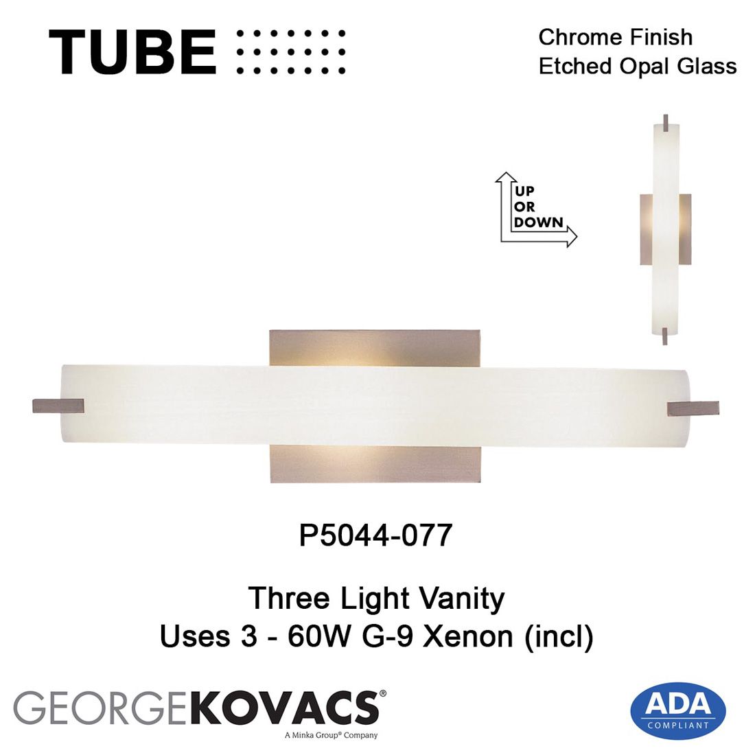 Image 6 George Kovacs Tube 3-Light Brushed Nickel Bath more views