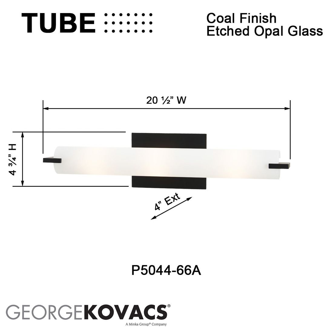 George Kovacs Tube 3-Light Coal Black Vanity Bath Light