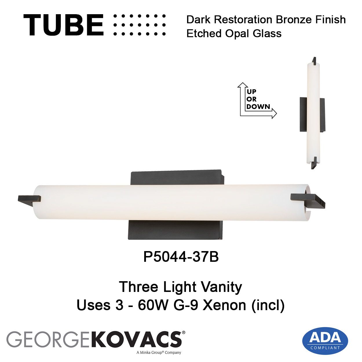 George Kovacs Tube 3-Light Dark Restoration Bronze Bath