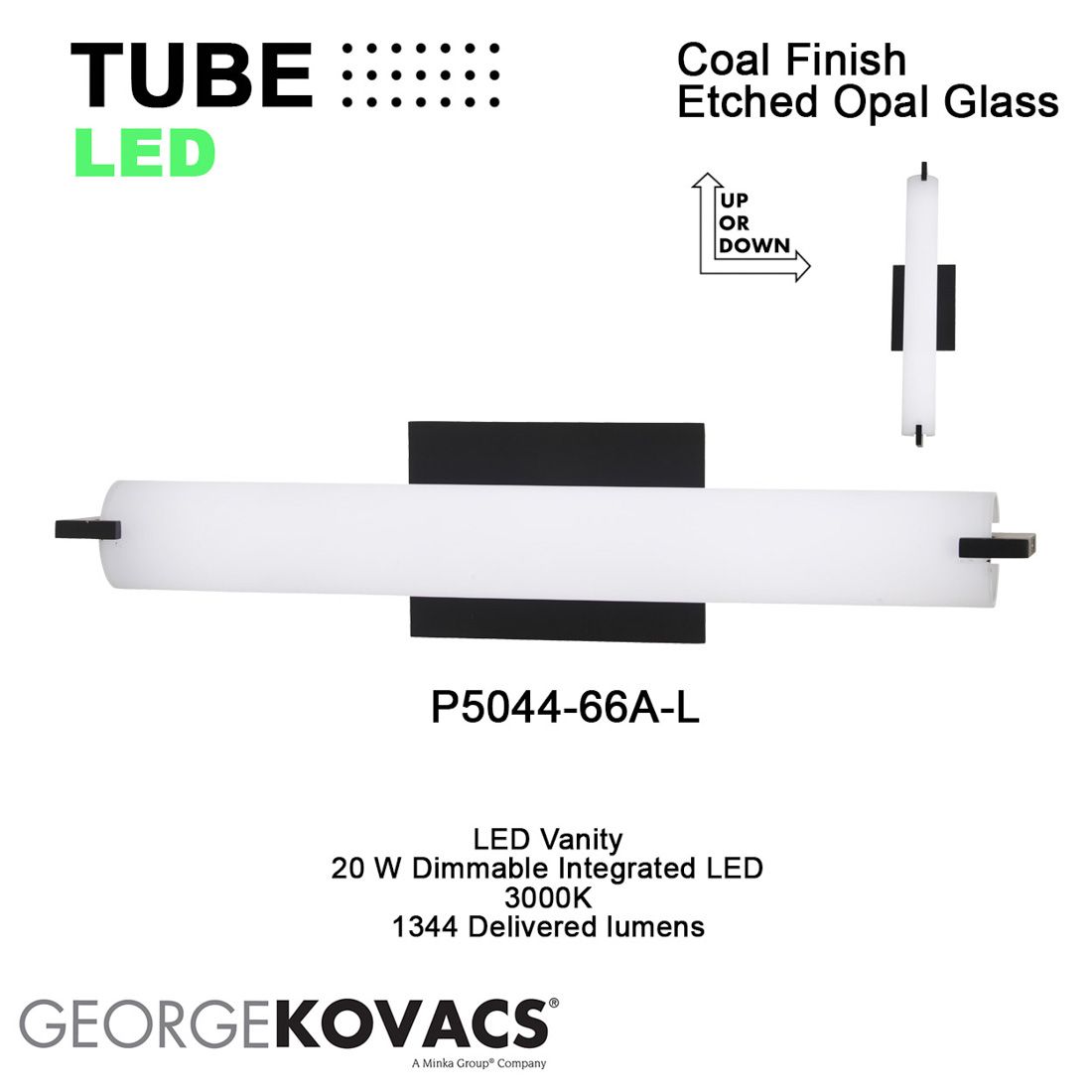 George Kovacs Tube LED Coal Black Vanity Bath Light