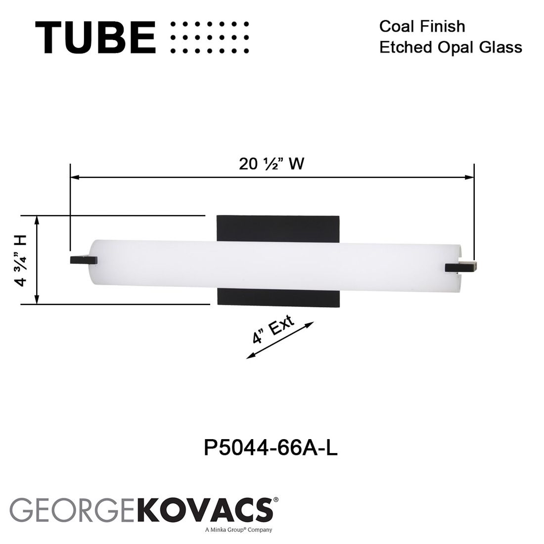 George Kovacs Tube LED Coal Black Vanity Bath Light