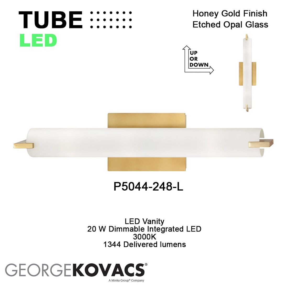 Image 7 George Kovacs Tube LED Honey Gold Wall Sconce more views