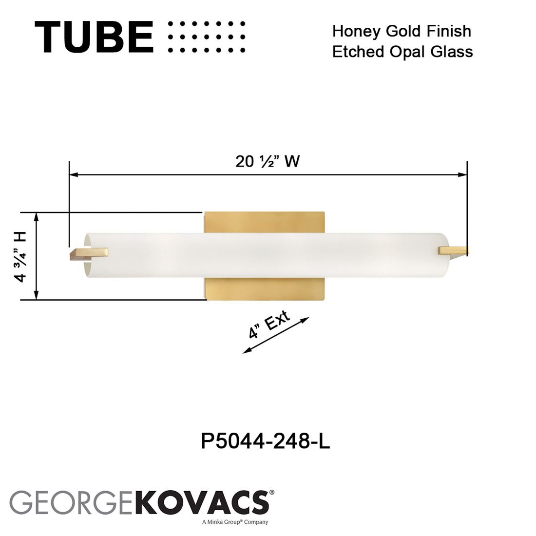 George Kovacs Tube LED Honey Gold Wall Sconce