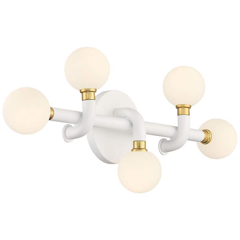 Image 1 George Kovacs Tubular 5-Light Matte White and Honey Gold Vanity