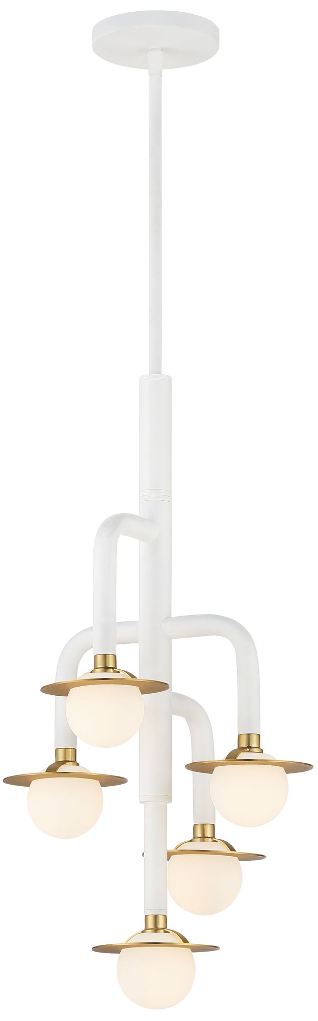 Thumbnail1 of George Kovacs Tubular LED 24-in White and Honey Gold Chandelier with Shades
