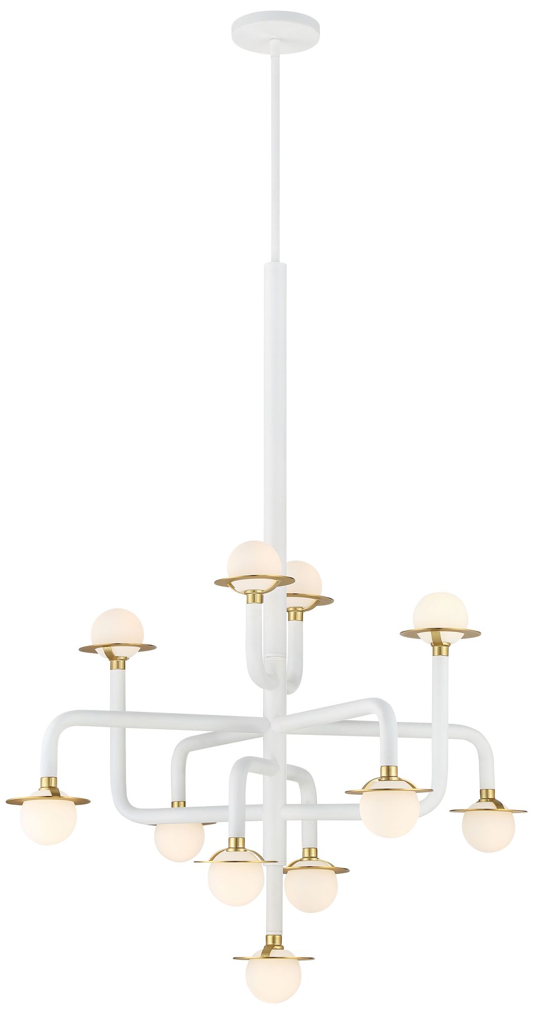 George Kovacs Tubular LED 29.38-in White n Honey Gold Chandelier with Shade