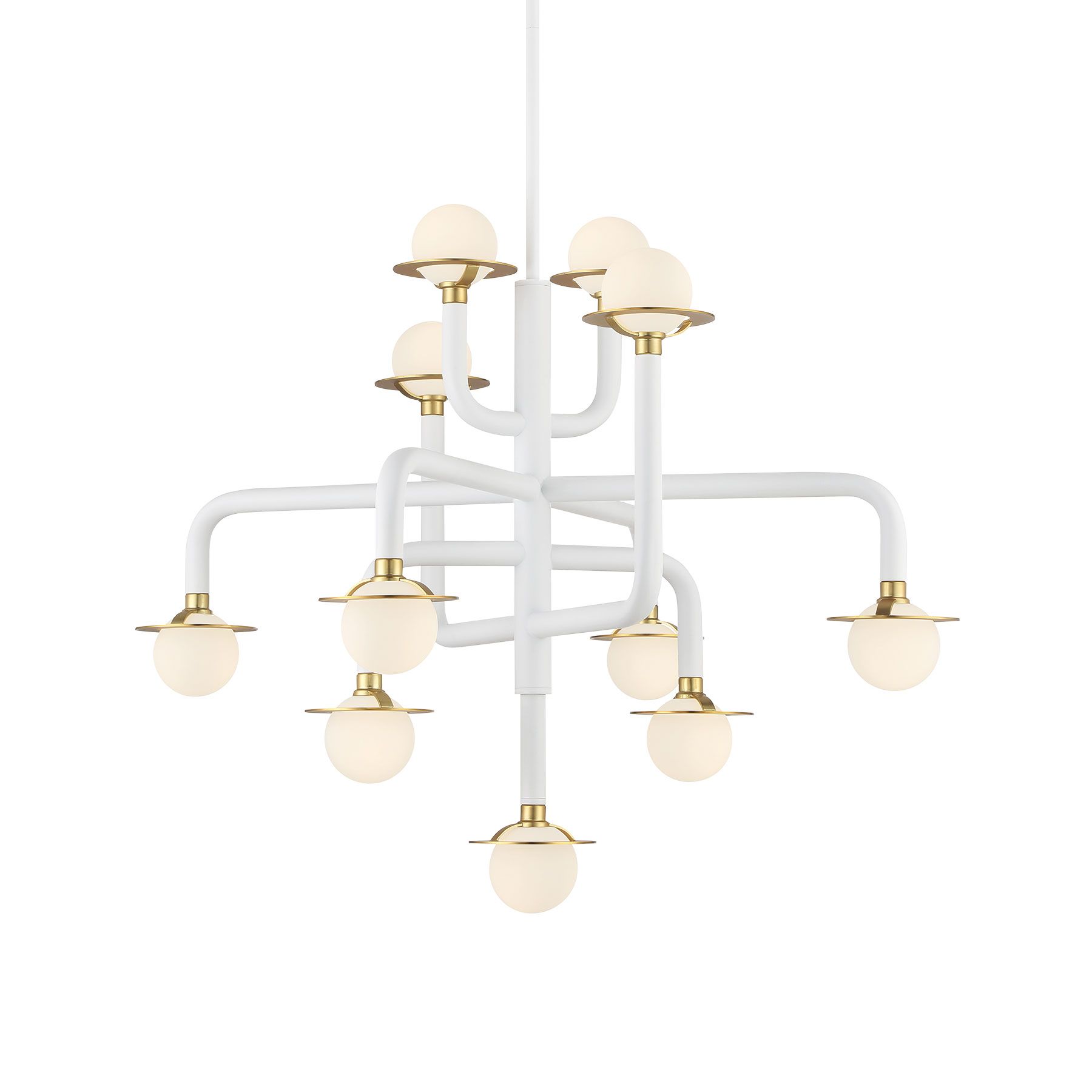Image 2 George Kovacs Tubular LED 29.38-in White n Honey Gold Chandelier with Shade more views