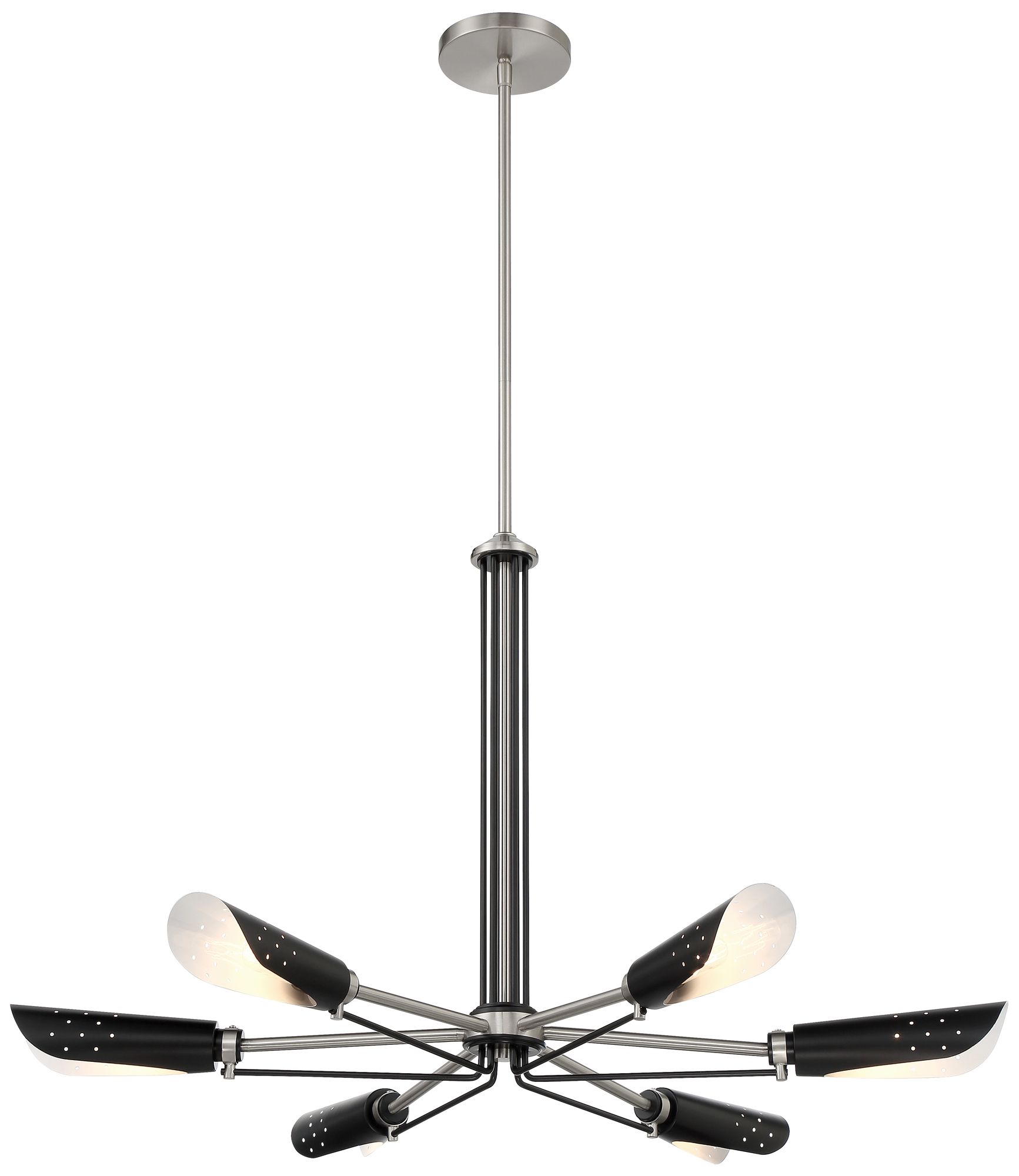 George Kovacs Turbine 6-Light 34in Brushed Nickel and Coal Black Chandelier