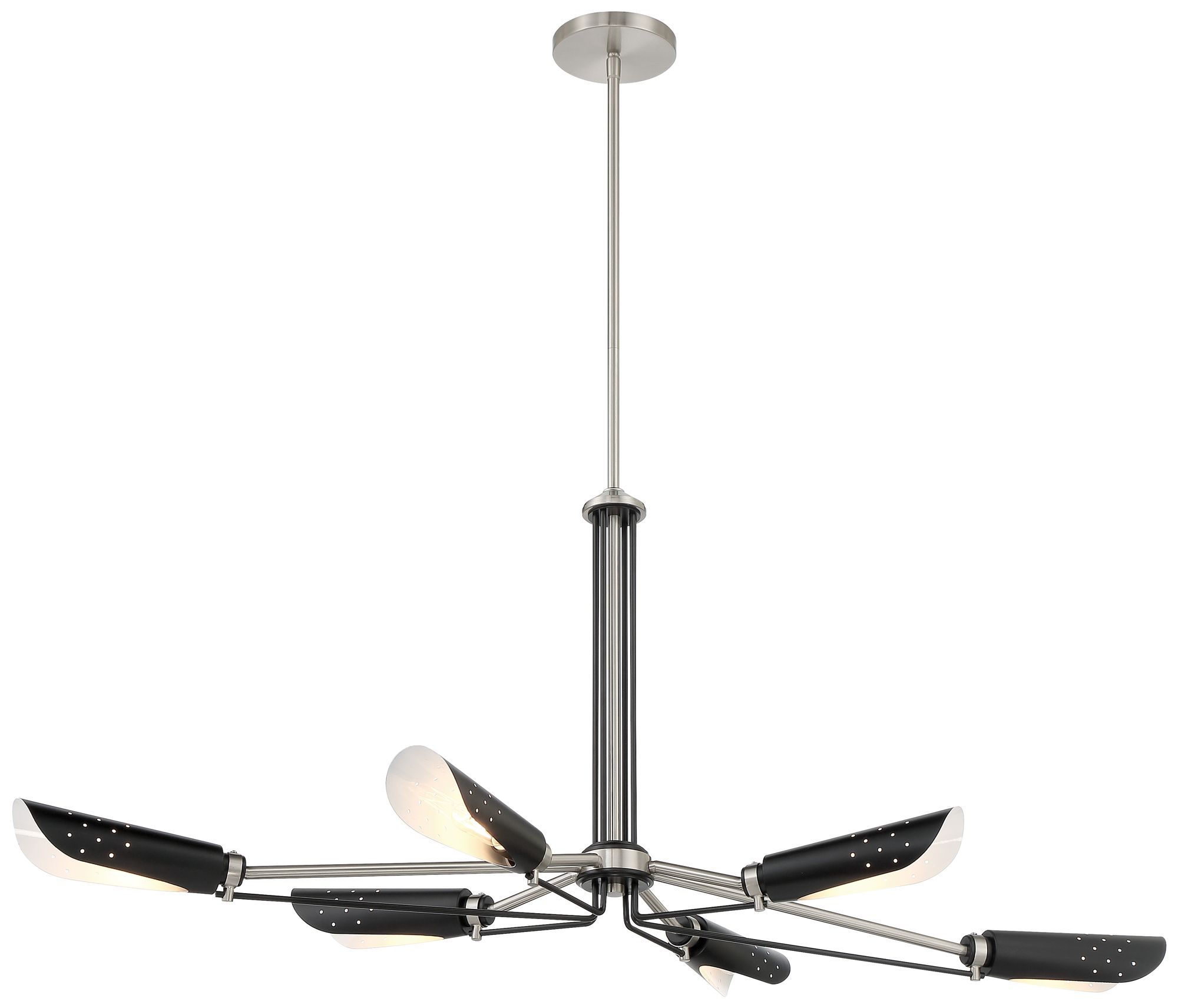 George Kovacs Turbine 6-Light Brushed Nickel n Coal Black Linear Chandelier