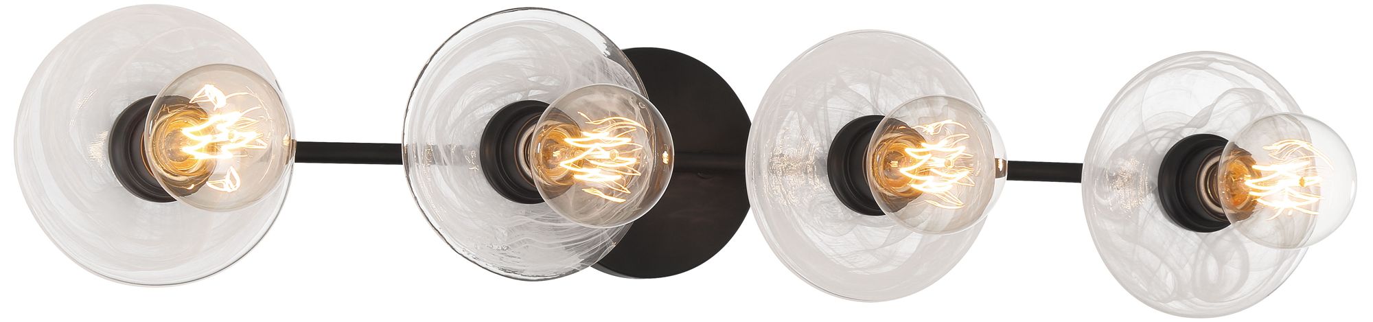 George Kovacs Vapors 4-Light Black Vanity with White Alabaster Glass Shade