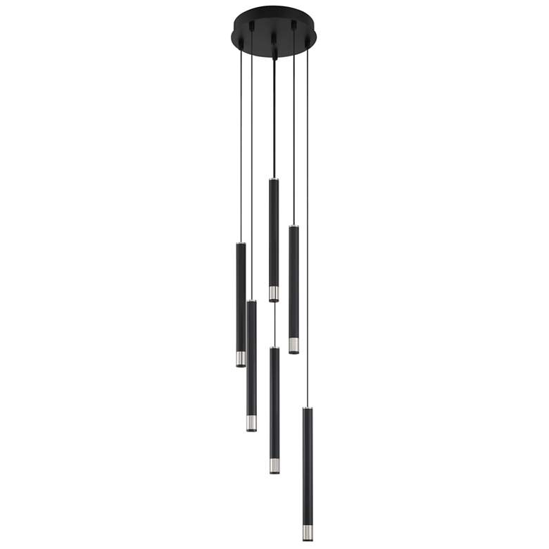 Image 1 George Kovacs Wand LED 6-Light Coal and Brushed Nickel Pan Pendant
