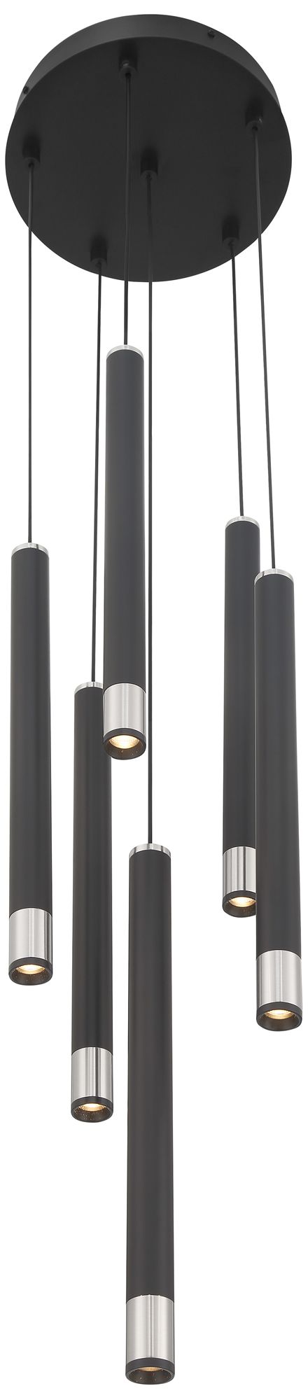 George Kovacs  Wand LED 6-Light Coal and Brushed Nickel Pan Pendant