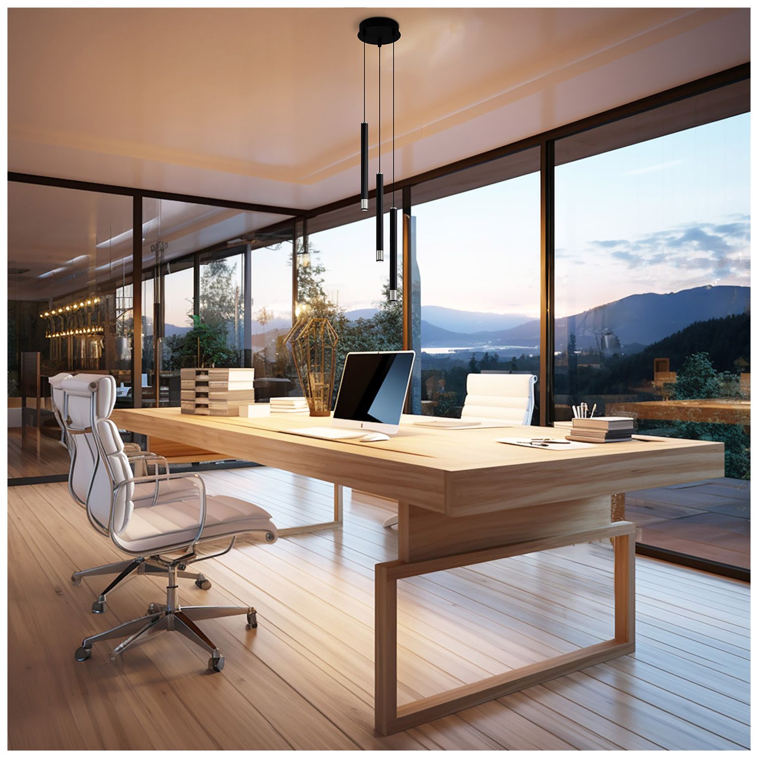 Image 3 George Kovacs Wand LED Coal and Brushed Nickel Pendant more views